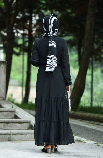 Schwarz Hijab Kleider 8037-10