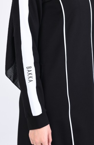 Şeritli Tunik Pantolon İkili Takım 9065-01 Siyah