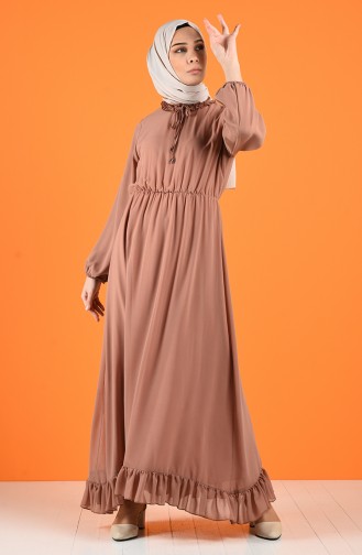 Elastic Sleeve Chiffon Dress 2024-04 Dried Rose 2024-04