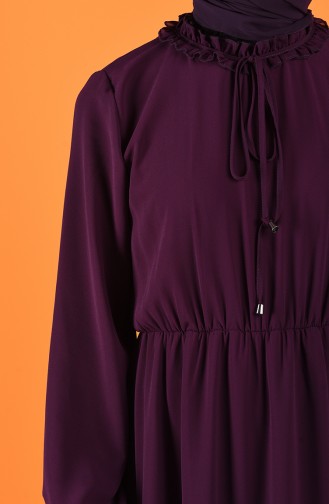 Elastic Sleeve Chiffon Dress 2024-06 Purple 2024-06