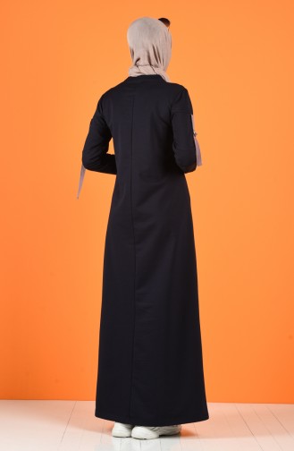 Navy Blue Hijab Dress 9234-02