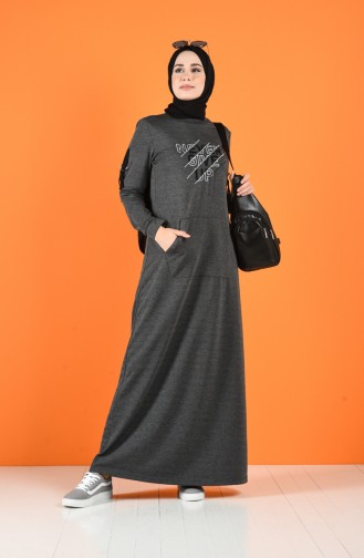 Anthrazit Hijab Kleider 9234-04