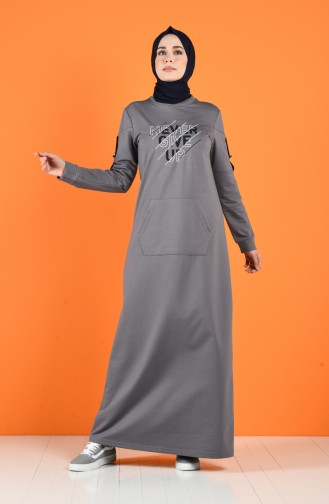 Smoke-Colored Hijab Dress 9234-07