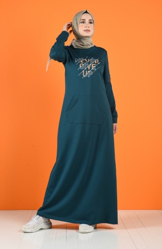 Dark Petrol Hijab Dress 9234-08