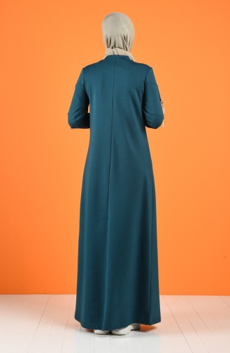 Dunkel-Petroleum Hijab Kleider 9234-08