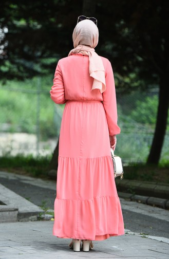 Salmon Hijab Dress 8037-19