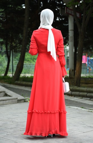 Coral Hijab Dress 8044-07