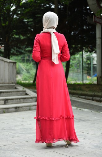 Fuchsia Hijab Dress 8044-08