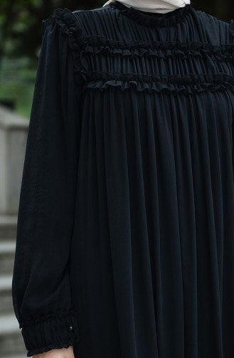Draped Chiffon Evening Dress Black 8127-04