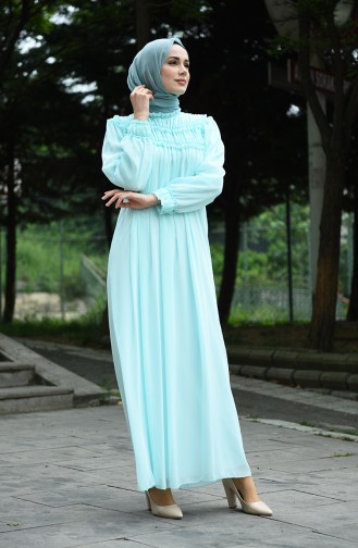 Draped Chiffon Evening Dress Mint Green 8127-08