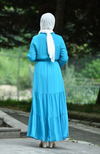 Turquoise Hijab Dress 8037-06