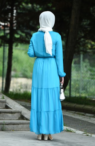 Türkis Hijab Kleider 8037A-01