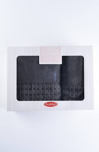 Hobby Çisil 2 li Set Banyo Havlu Takımı 50X90 ve 70x140 51-01 Antrasit