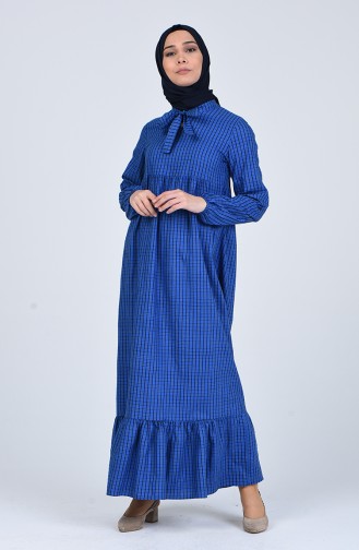 Dunkelblau Hijab Kleider 1381A-01