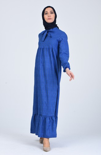 Navy Blue Hijab Dress 1381A-01