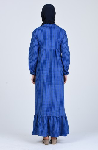 Navy Blue Hijab Dress 1381A-01