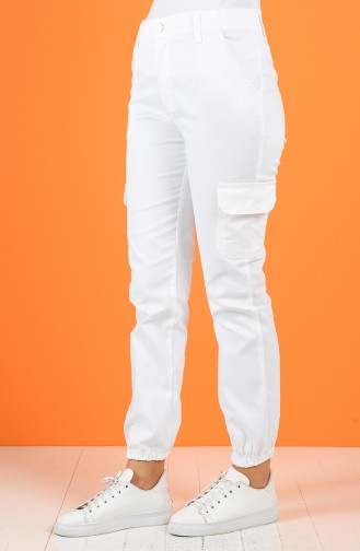 Cargo Pants with Pockets 7506-07 white 7506-07