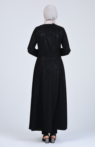 Abaya Évasée à Fermeture 1083-01 Noir 1083-01