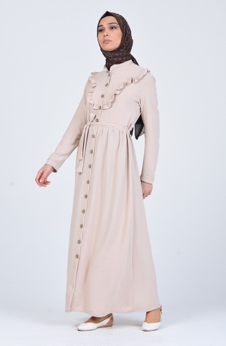 Button-down Belt Dress 8018-05 Beige 8018-05