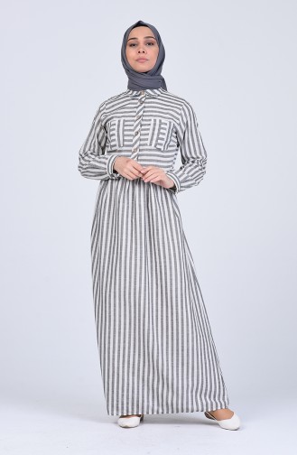 Striped Dress 5090-01 Gray Cream 5090-01