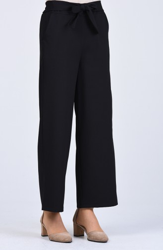 Belted wide Leg Pants 1502-02 Black 1502-02