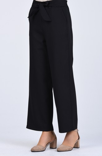 Belted wide Leg Pants 1502-02 Black 1502-02