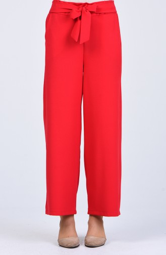 Belted wide-leg Trousers 1502-05 Red 1502-05