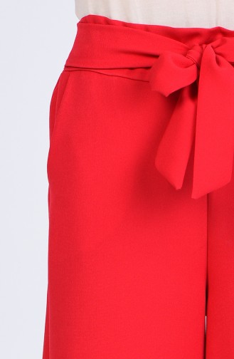 Belted wide-leg Trousers 1502-05 Red 1502-05