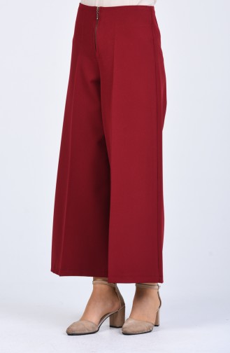 Zipper wide-leg Trousers 0105-01 Burgundy 0105-01