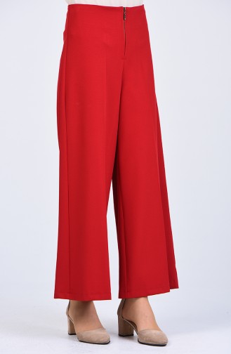 Wide-leg Trousers with Zipper 0105a-01 Red 0105A-01