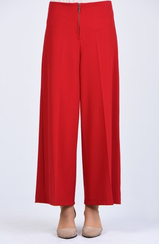 Wide-leg Trousers with Zipper 0105a-01 Red 0105A-01
