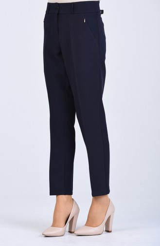 Classic Trousers with Pockets 0107-01 Navy Blue 0107-01