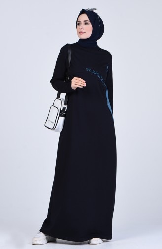 Dunkelblau Hijab Kleider 9147-02