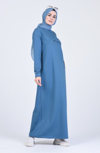 Petroleum Hijab Kleider 9147-05