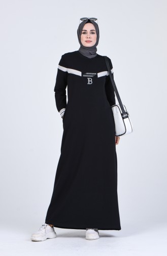 Schwarz Hijab Kleider 9155-01