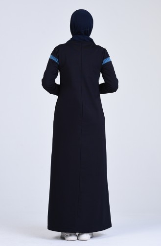 Navy Blue Hijab Dress 9155-02