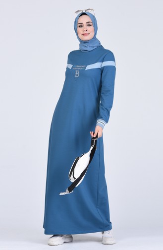 Petroleum Hijab Kleider 9155-04