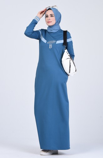 Petrol Hijab Dress 9155-04