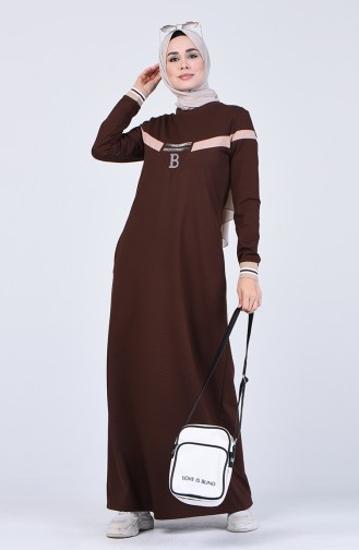 Braun Hijab Kleider 9155-05