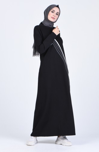 Schwarz Hijab Kleider 9175-01