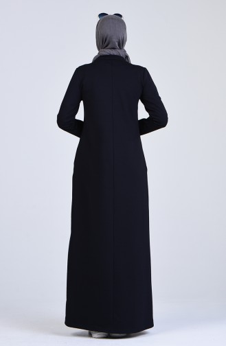 Navy Blue Hijab Dress 9175-02