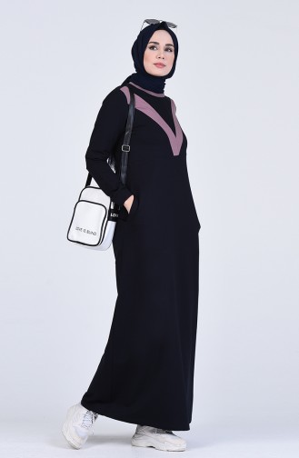 Navy Blue Hijab Dress 9183-02