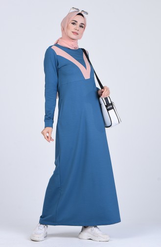 Petrol Hijab Dress 9183-04