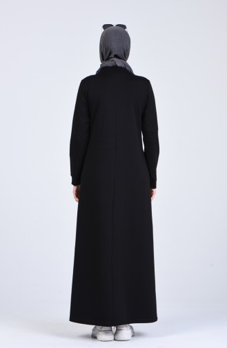 Schwarz Hijab Kleider 9187-01