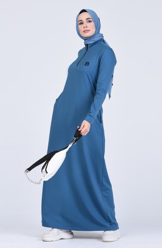 Petroleum Hijab Kleider 9187-04