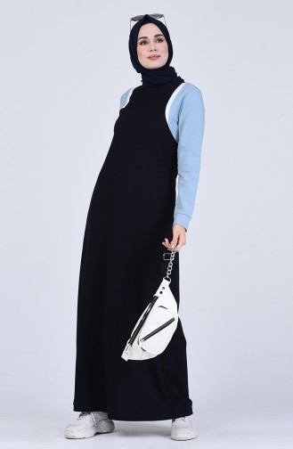 Navy Blue Hijab Dress 9196-02