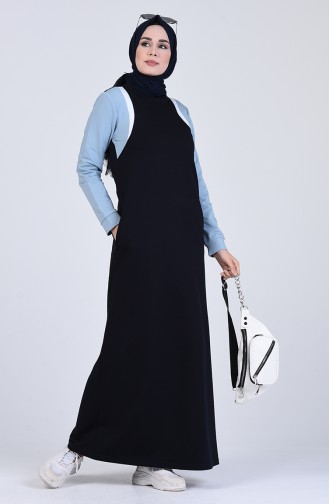 Dunkelblau Hijab Kleider 9196-02