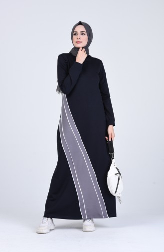 Navy Blue Hijab Dress 9197-02