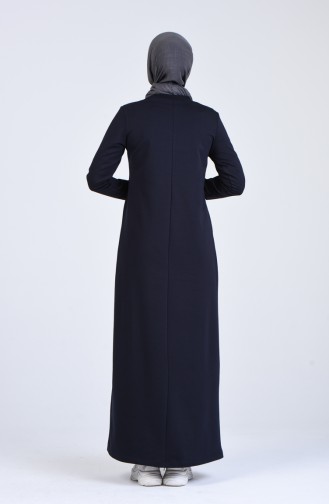 Navy Blue Hijab Dress 9197-02