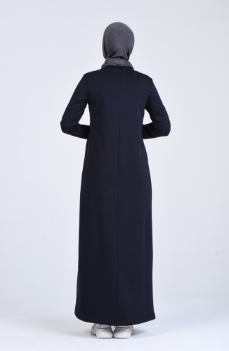 Navy Blue İslamitische Jurk 9197-02